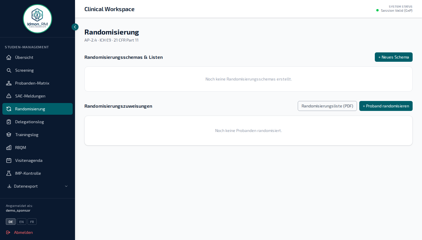 Sponsor Admin - Randomisierung